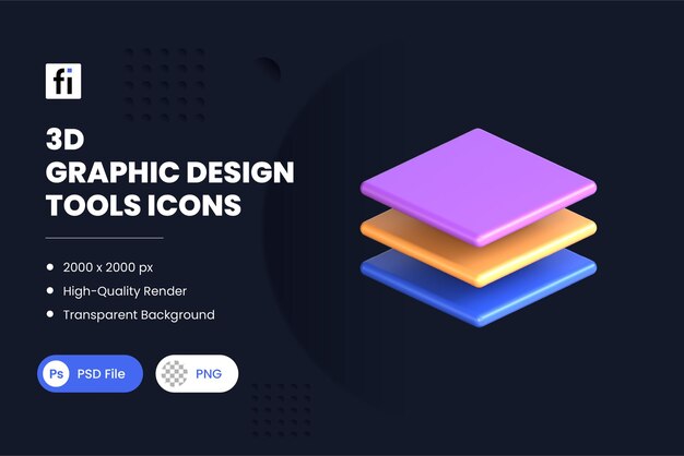 El conjunto de capas de herramientas de diseño gráfico 3D
