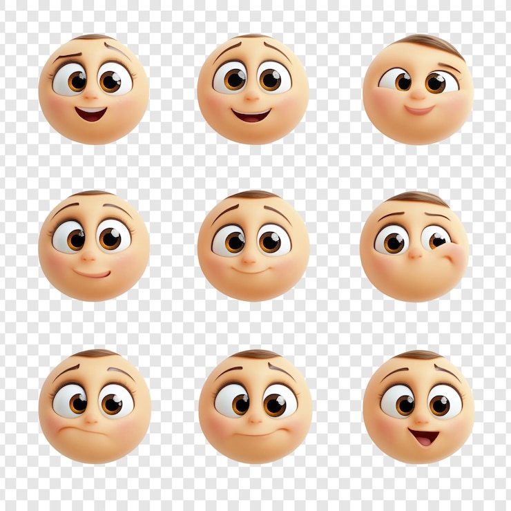 PSD un conjunto de caras con diferentes expresiones y caras
