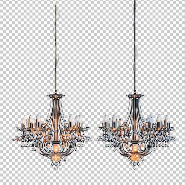 Conjunto de caras y diferentes lámparas de candelabro elegantes aisladas sobre un fondo transparente IA generativa