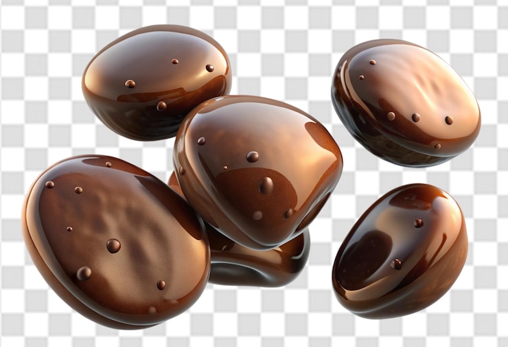 PSD un conjunto de chocolates con chocolate en un fondo gris