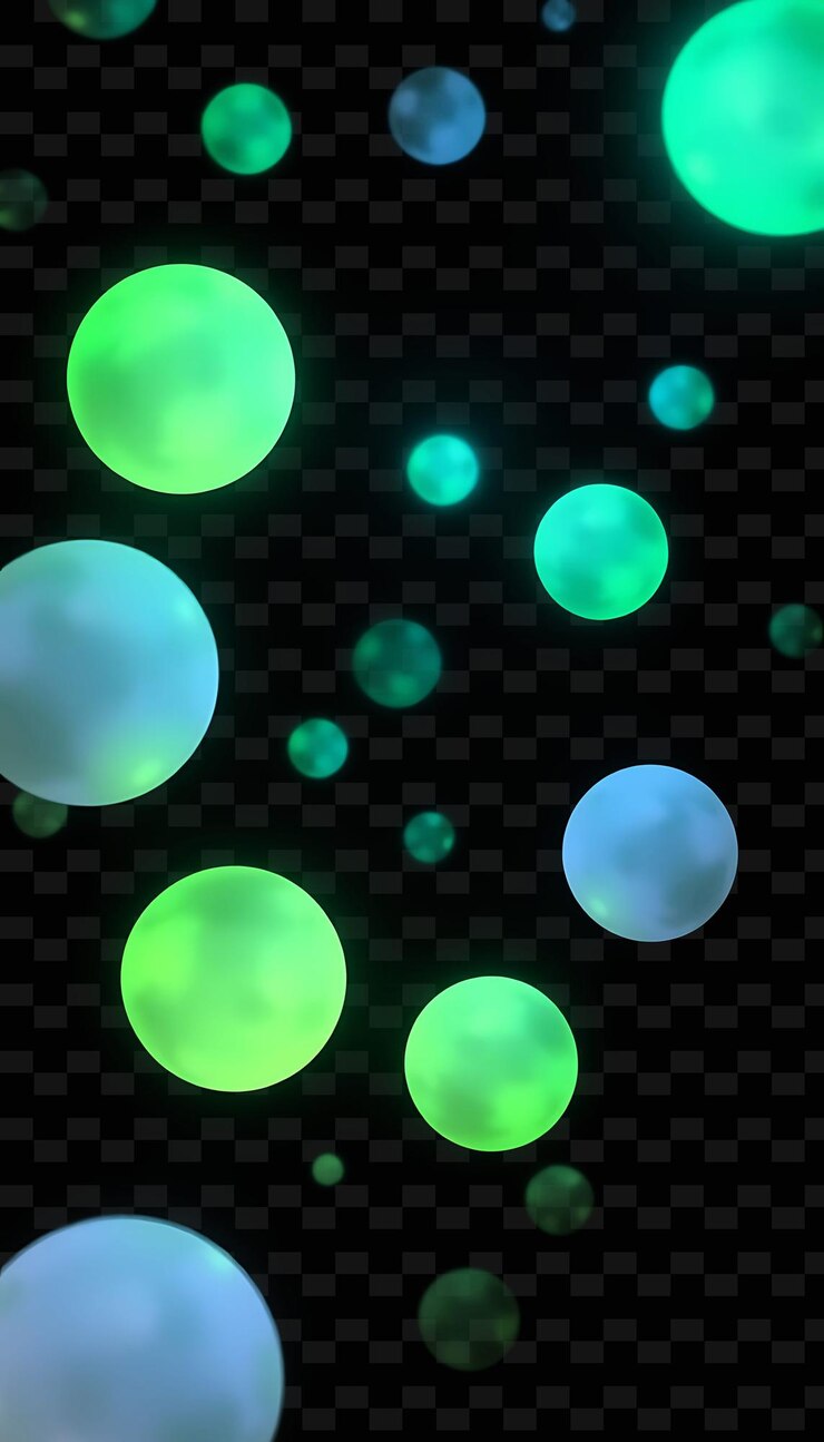 PSD un conjunto de círculos verdes y azules con la parte inferior del círculo sobre un fondo negro