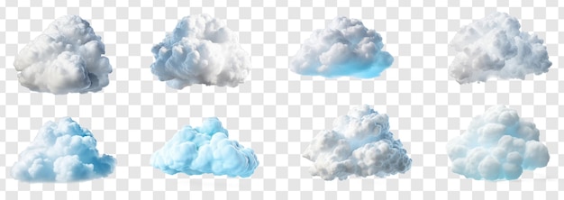 PSD conjunto de cloud en el fondo de transparencia psd