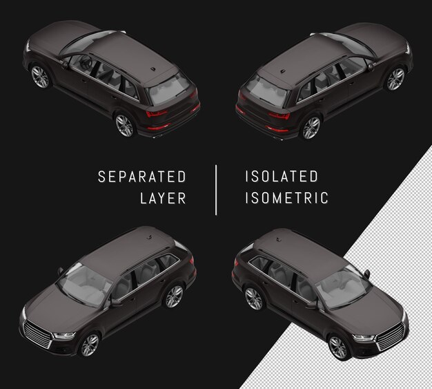 Conjunto de coche isométrico SUV elegante deportivo negro aislado