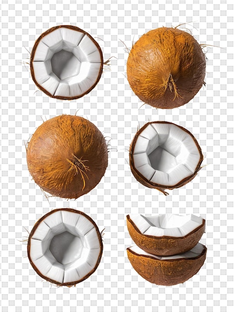 PSD un conjunto de cocos con un fondo blanco con un agujero en el medio