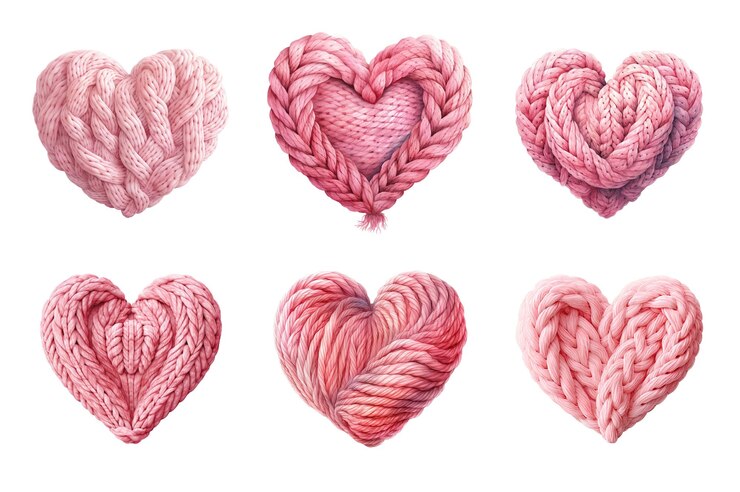 PSD conjunto de colección de forma de corazón de punto aislado sobre un fondo transparente