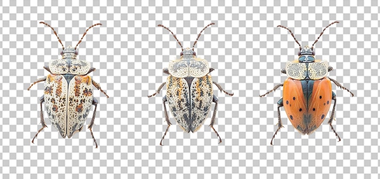 PSD conjunto de una colección de insectos apestosos marmorizados aislados de fondo transparente