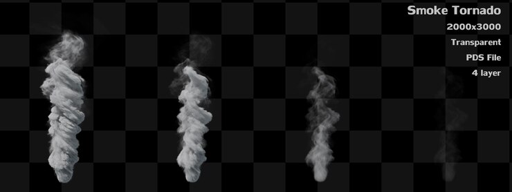 Conjunto de colección de tornado de subida de corriente de humo aislado