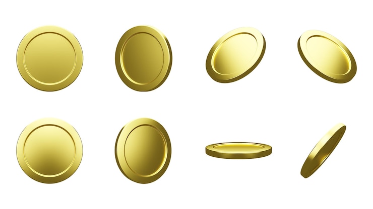 PSD conjunto de colecciones de monedas de oro renderizadas en 3d