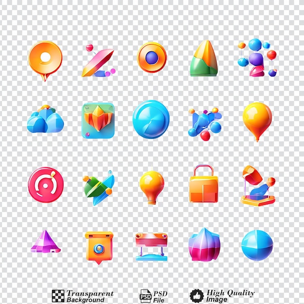 PSD conjunto de coloridos iconos de pines de ubicación 3d aislados en un fondo transparente