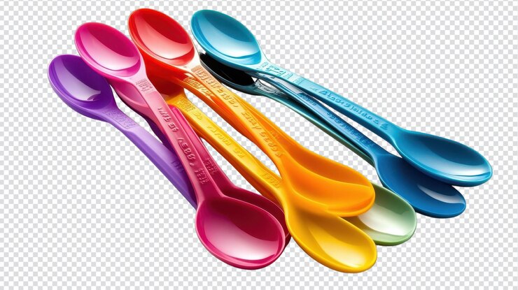 PSD un conjunto completo de coloridas cucharas medidoras de plástico ideales para tareas de cocina y horneado de precisión en su cocina
