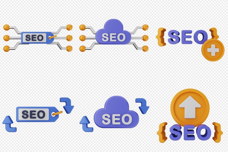 PSD conjunto de conjuntos de iconos de optimización de motores de búsqueda 3d
