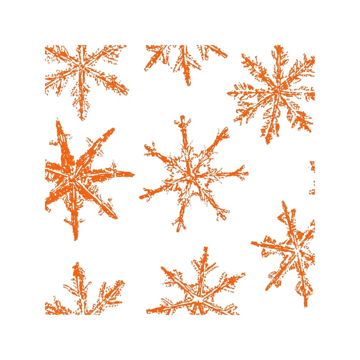 PSD conjunto de copos de nieve naranja sobre un fondo blanco