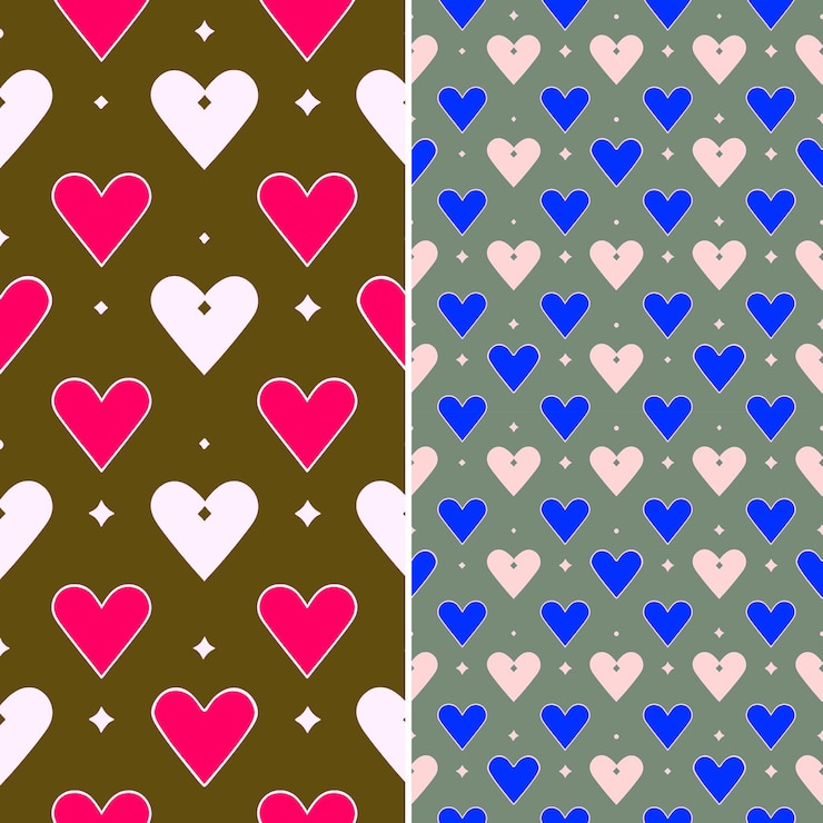 PSD un conjunto de corazones de diferentes colores con un fondo verde