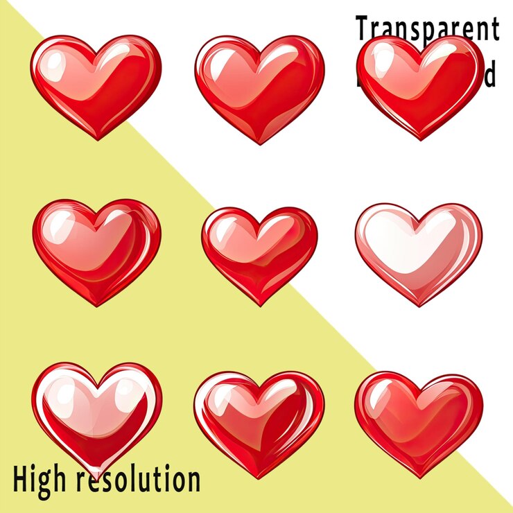PSD conjunto de corazones rojos aislados en un fondo blanco ilustración de renderización 3d fondo transparente png
