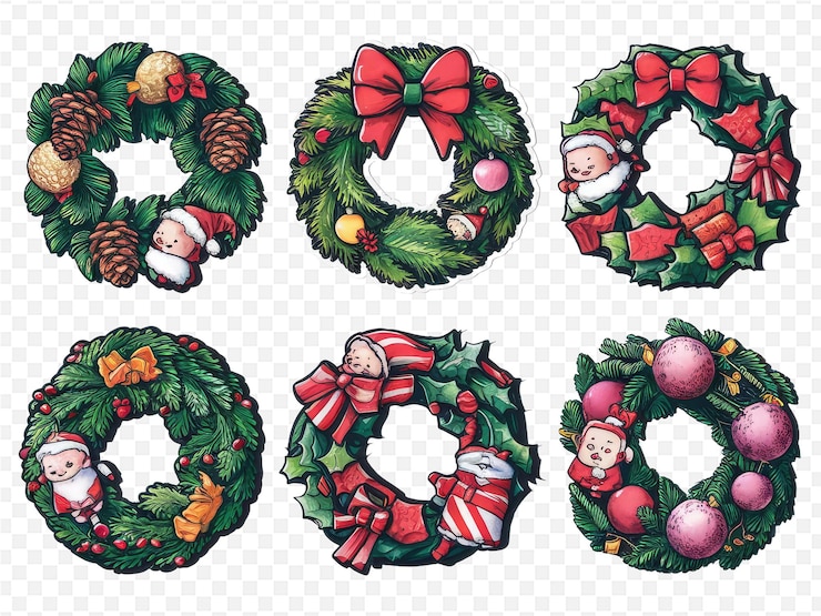 PSD un conjunto de coronas de navidad con la letra o en ella