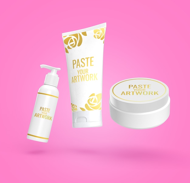 Conjunto de crema cosmética frasco frasco maqueta