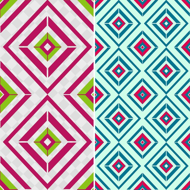 PSD un conjunto de cuadrados coloridos con un patrón geométrico en rosa azul y verde