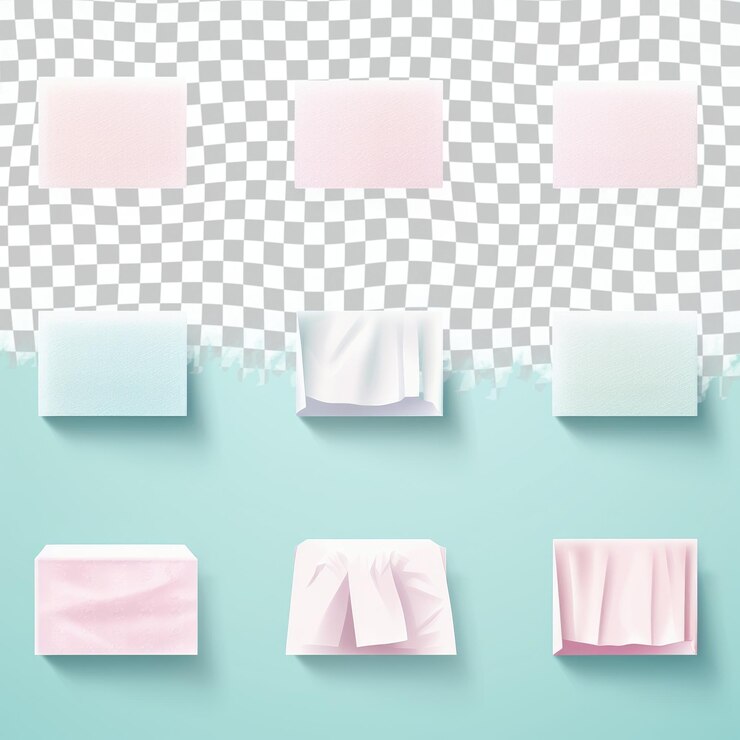 PSD un conjunto de cuatro cuadrados de diferentes colores con uno que dice plegado