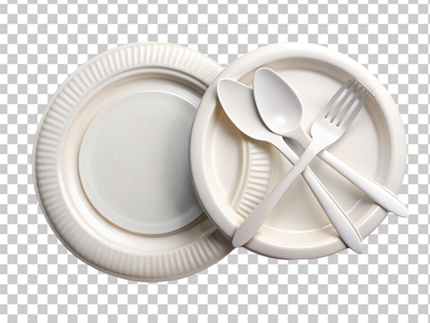 Conjunto de cubiertos de placa blanca cuchara de tenedor y cuchillo aislado en blanco