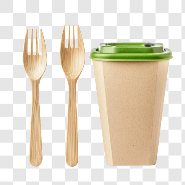 Conjunto de cubiertos y tazas desechables ecológicos
