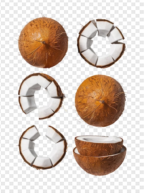 PSD un conjunto de cuencos de madera con una concha blanca y marrón
