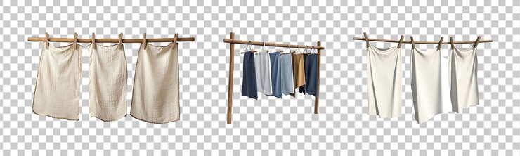 Un conjunto de cuerda de ropa aislada en un fondo transparente