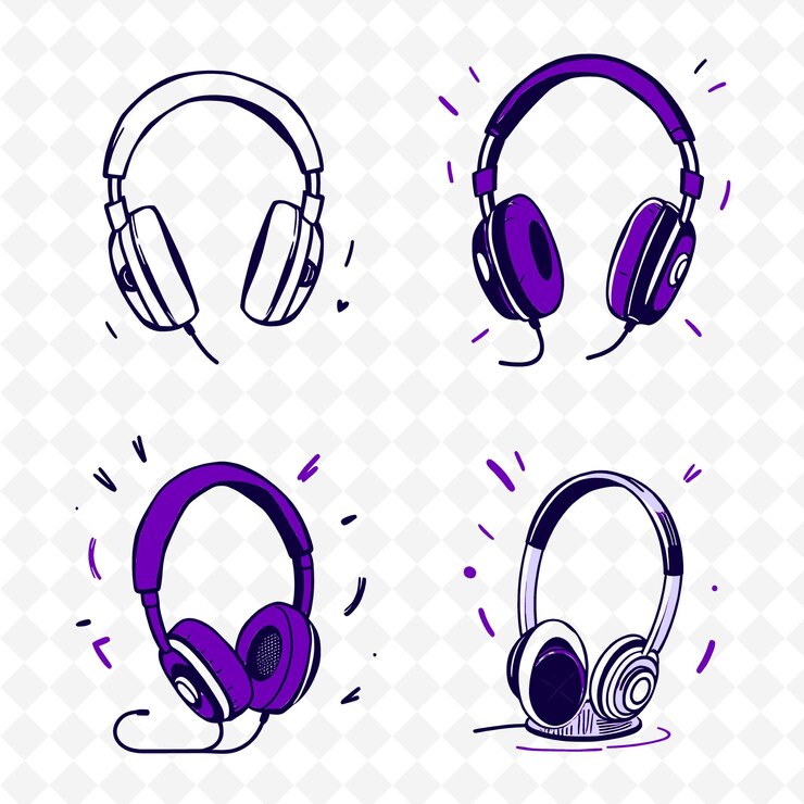 PSD conjunto de 4 ilustrações vetoriais em negrito com contornos grossos em fundo branco isolado item de desenho manual bonito