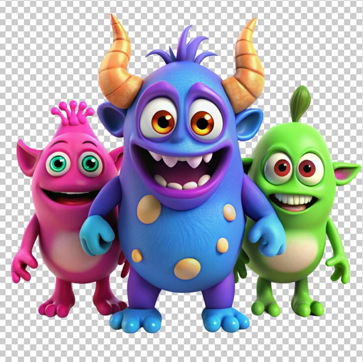 PSD conjunto de animação 3d de personagens monstros