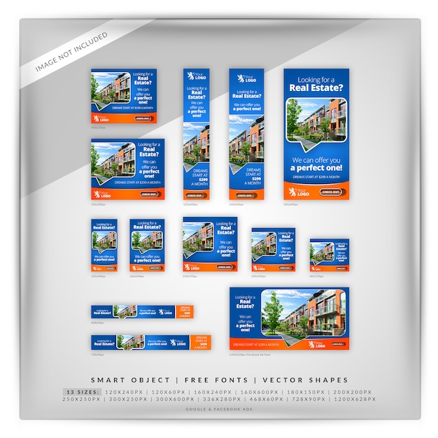 Conjunto de banner do Google imobiliário
