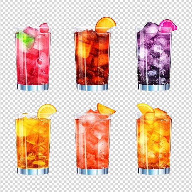 PSD conjunto de bebidas aquareladas