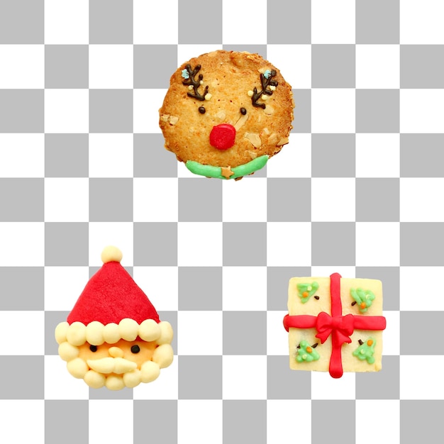 Conjunto de biscoitos de Natal adoráveis isolados em pano de fundo transparente