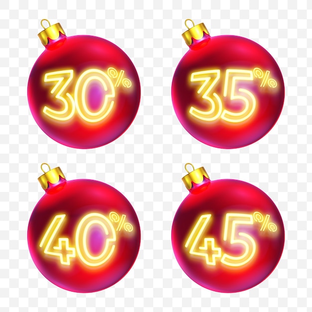 PSD conjunto de bolas de natal com números renderizados em 3d