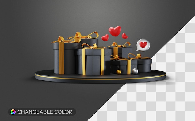 Conjunto de caixa de presente 3D com variações