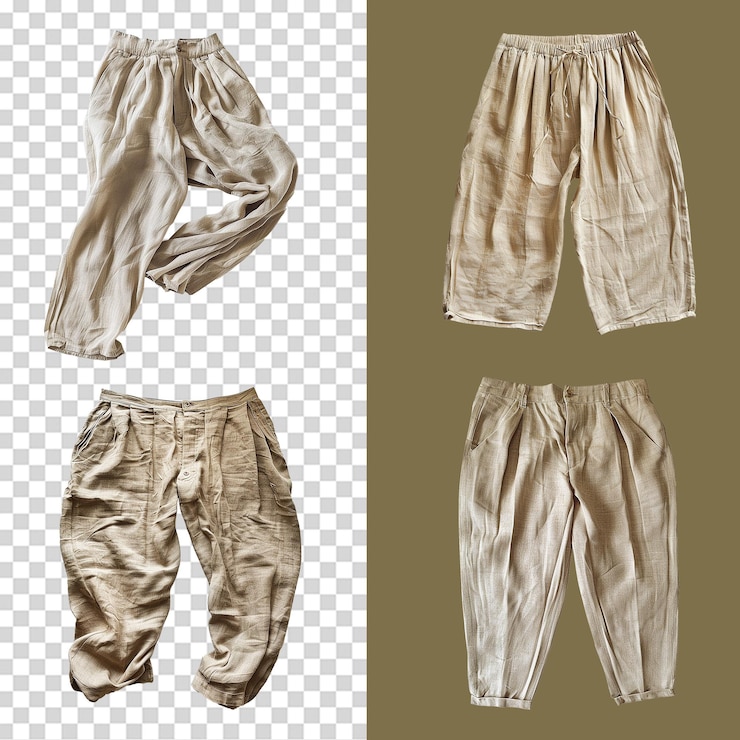 PSD conjunto de calças de linho isoladas em fundo transparente