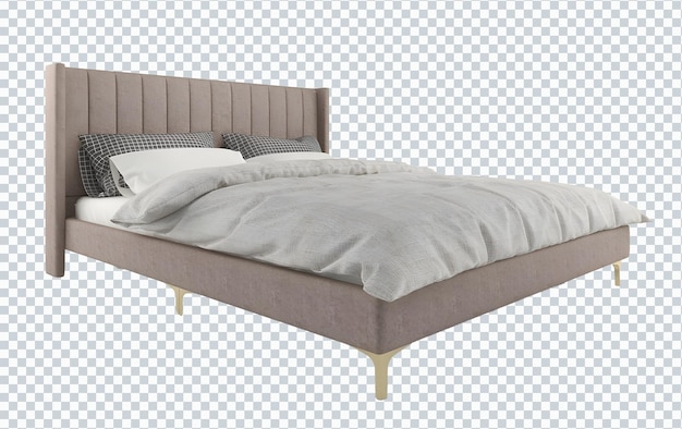 Conjunto de cama cinza caqui minimalismo, cama, perspectiva