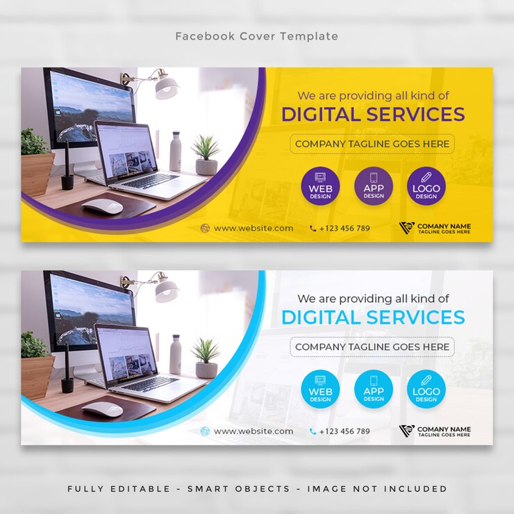 PSD conjunto de capa da linha do tempo da agência corporativa do facebook