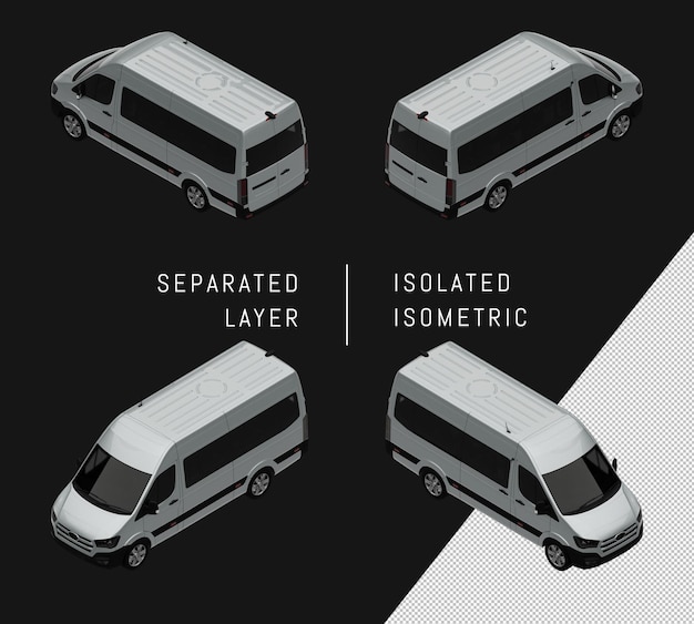 Conjunto de carro isométrico isolado cinza elegante van