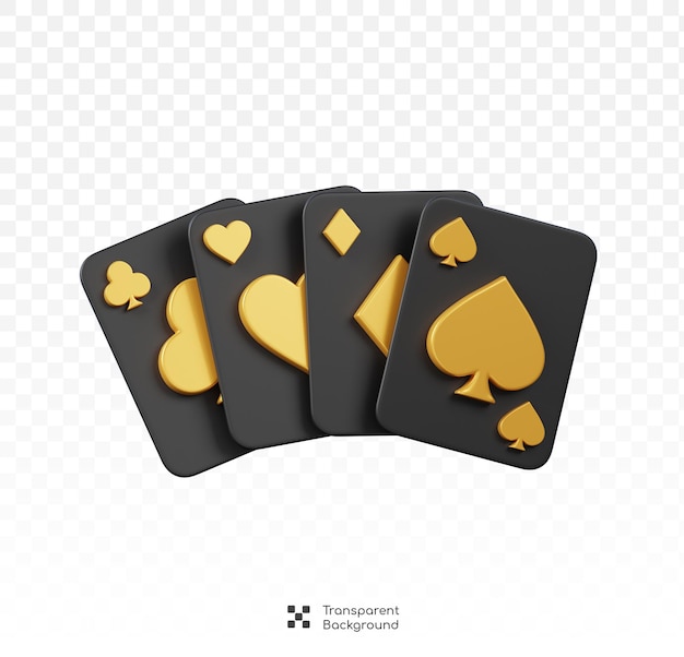 Conjunto de cartas de jogo de póquer isoladas Ícone de casino e jogo 3D