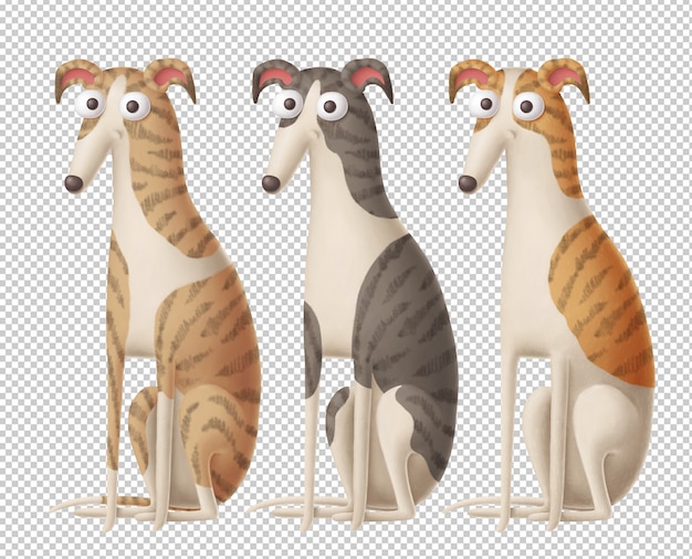 PSD conjunto de clipart de cães dos desenhos animados