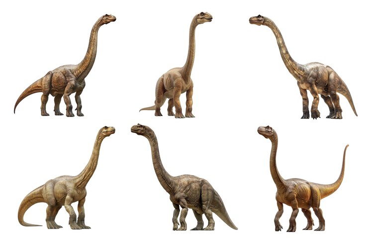 PSD conjunto de coleção de brachiosaurus isolado em um fundo transparente