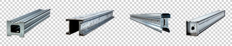 PSD conjunto de coleção de galvanizado furring canal em fundo transparente
