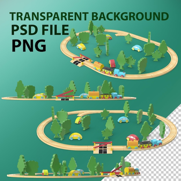 Conjunto de comboios de brinquedo PNG