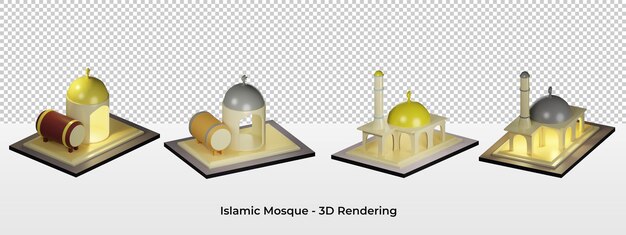 PSD conjunto de construção de mesquita 3d islâmica