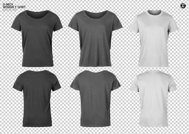 PSD conjunto de design de maquete de camiseta feminina