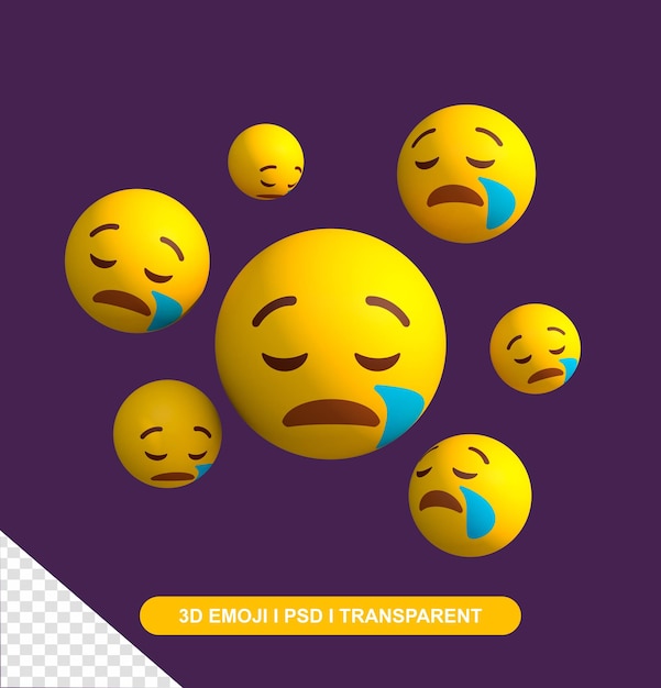 Conjunto de emoticons de choro triste 3d