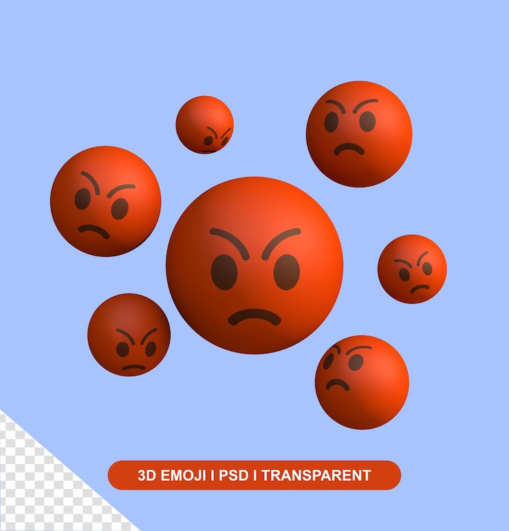 PSD conjunto de emoticons de raiva 3d