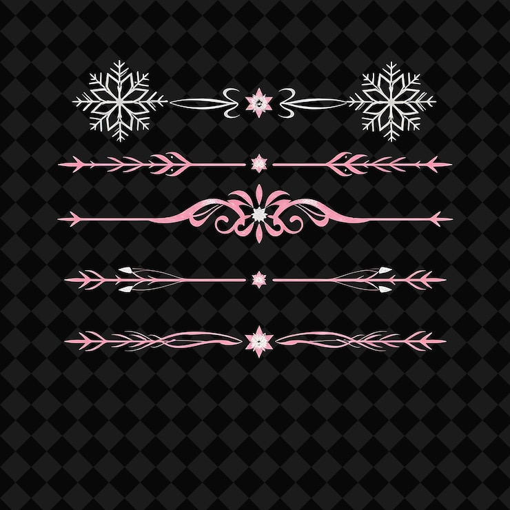 PSD conjunto de flocos de neve estrelas e luas crescentes tons pastel suaves de rosa e prata art deco inspire
