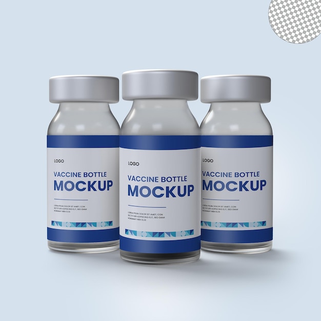 Conjunto de frascos de vacina médica em fundo transparente Modelo de vacina