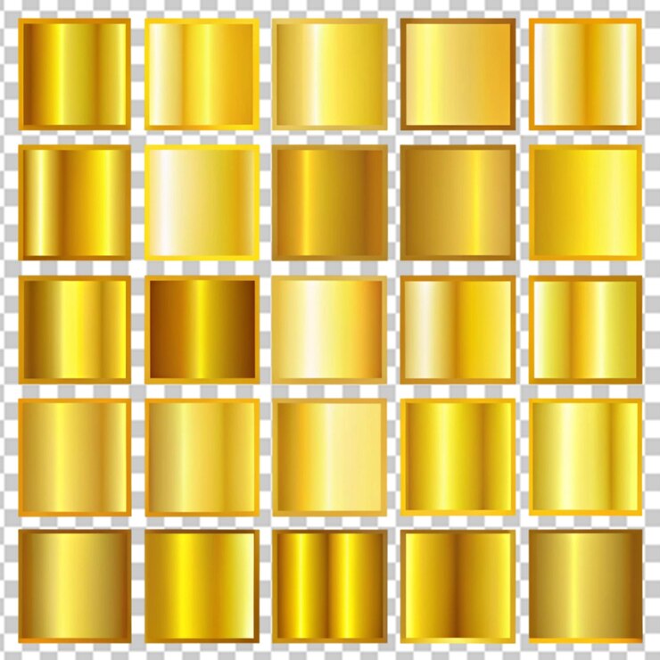 PSD conjunto de gradientes metálicos de gradientes de ouro amarelo