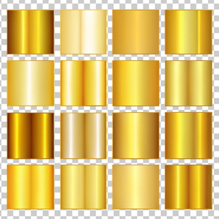 PSD conjunto de gradientes metálicos de gradientes de ouro amarelo